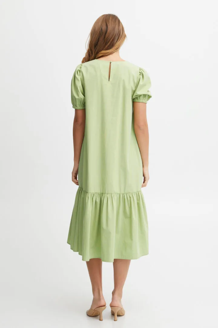 2074- Short Sleeve Midi Dress- Forest Shade Green- Fransa