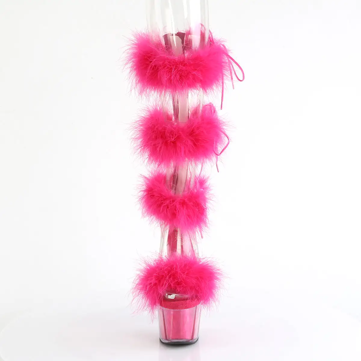 7 Inch Heel ADORE-728F Clear Hot Pink Fur