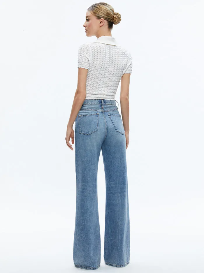 Alice + Olivia - Linda Cropped Polo - Soft White