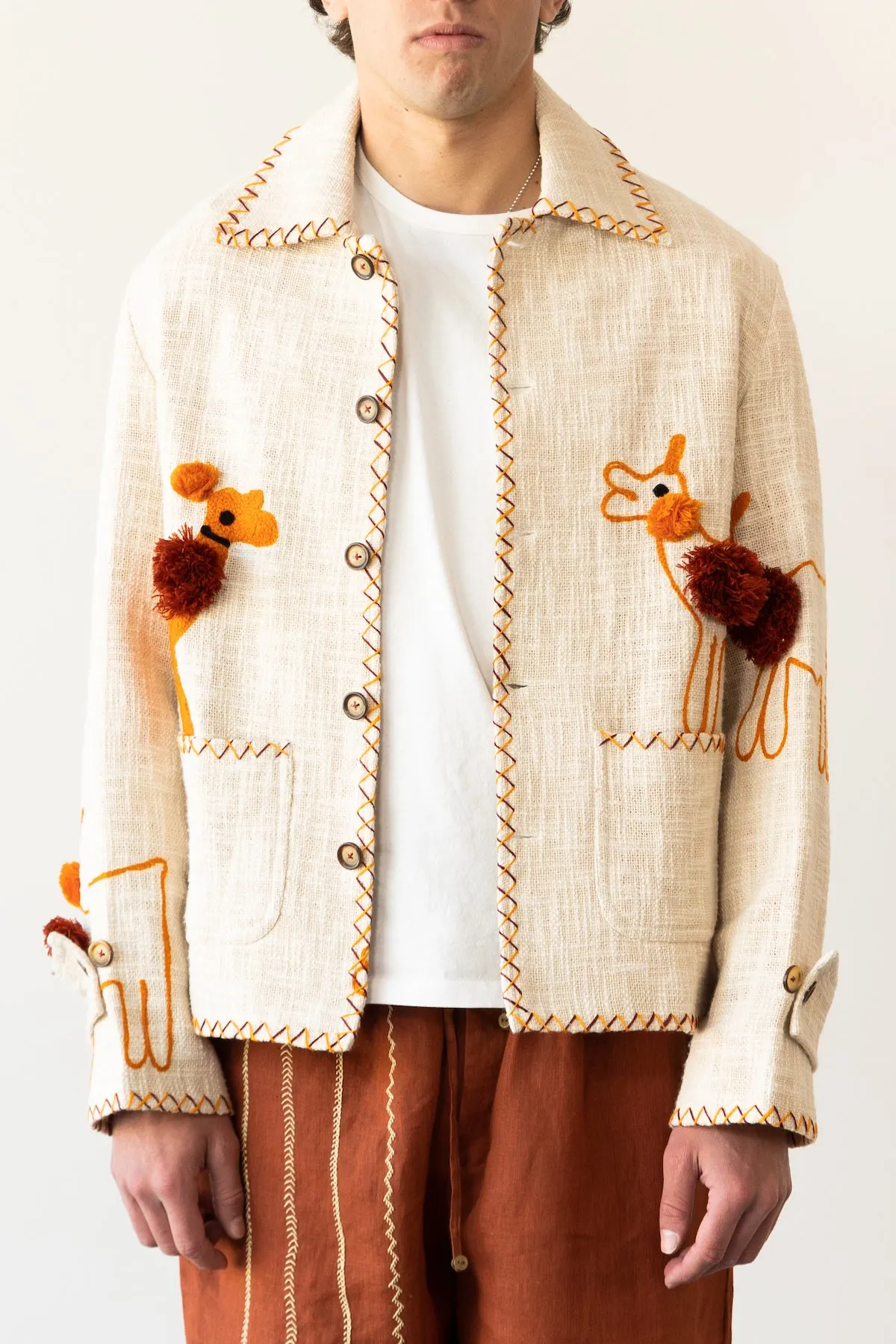 Animal Embroidered Blouson Jacket - Off White