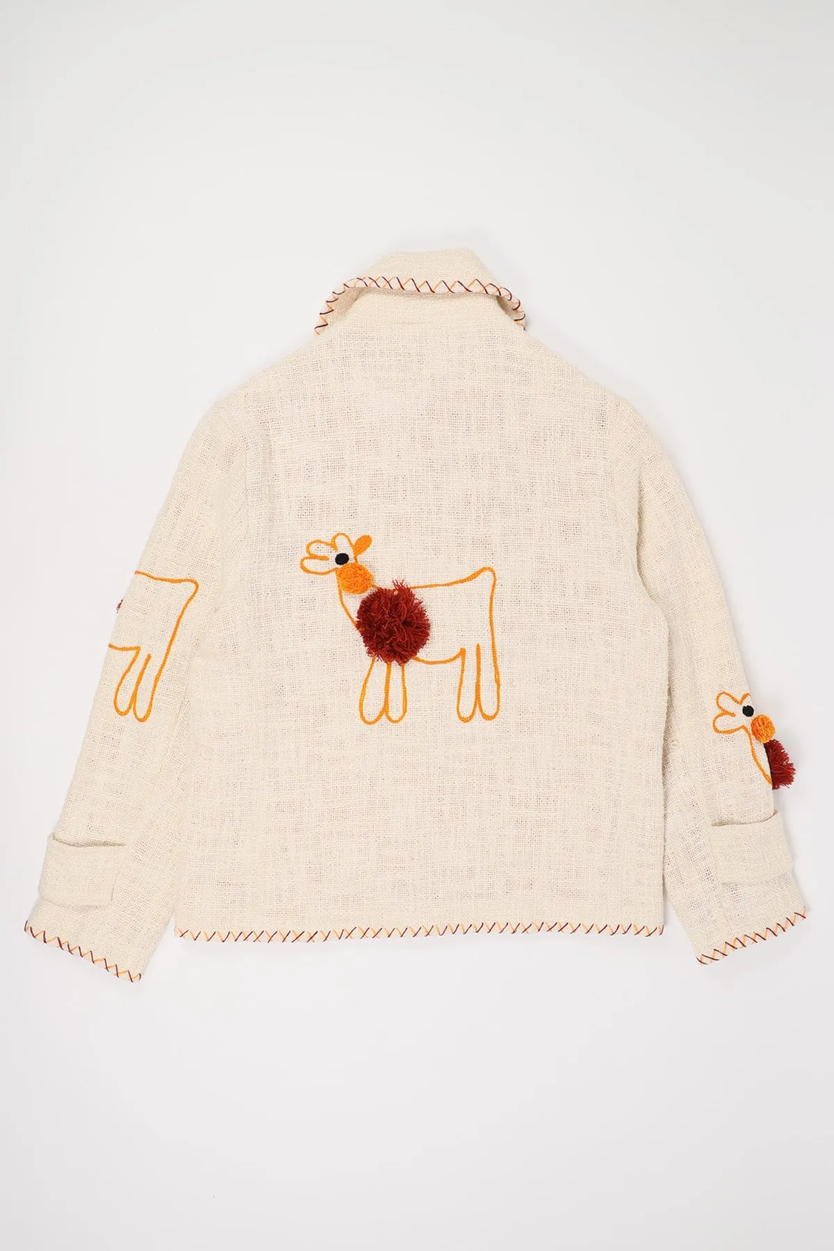 Animal Embroidered Blouson Jacket - Off White