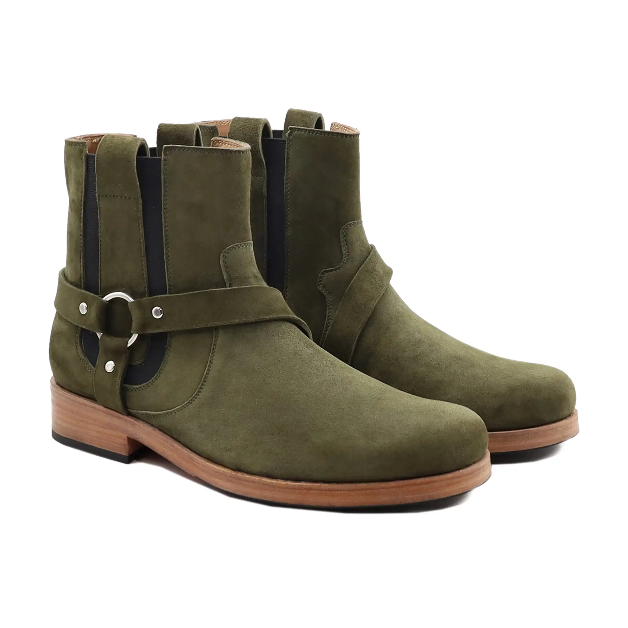 Ansfe - Men's Green Kid Suede Jodhpur Boot