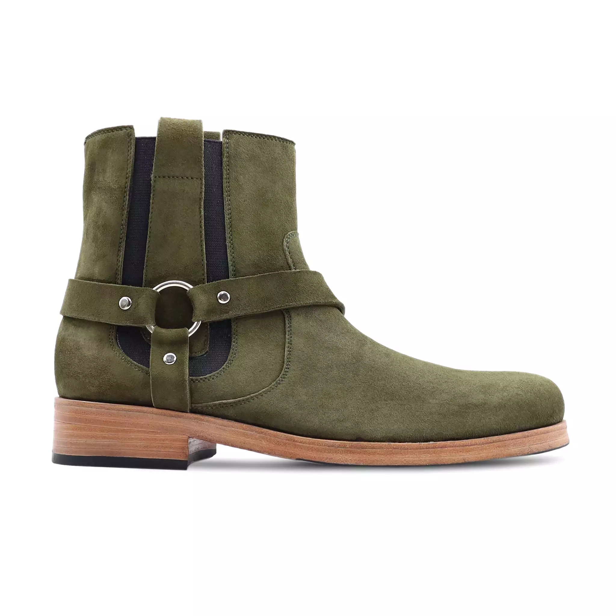 Ansfe - Men's Green Kid Suede Jodhpur Boot