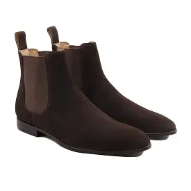 Asmar - Men's Chocolate Brown Kid Suede Chelsea Boot