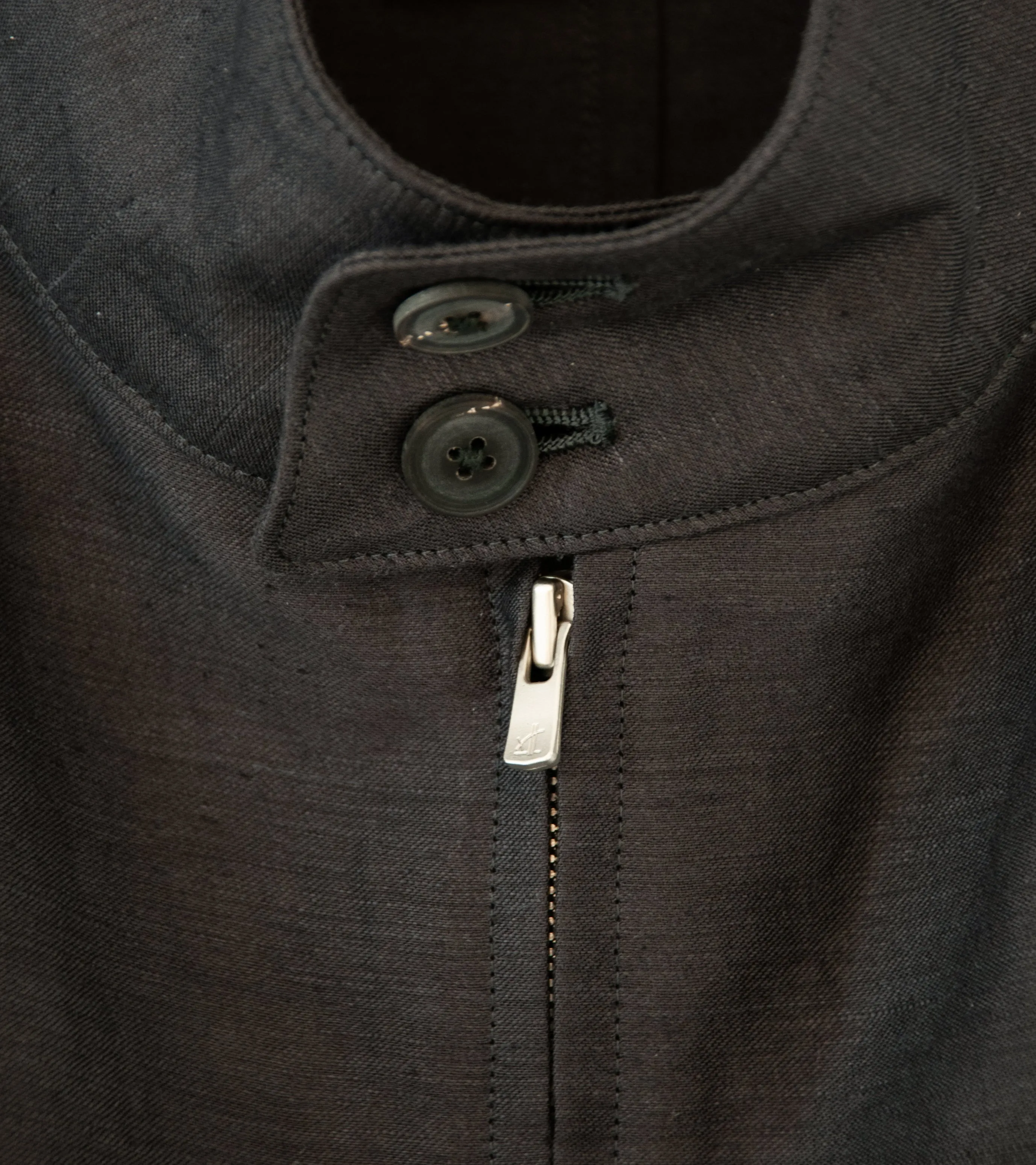 Aton 'Harrington Jacket' (Charcoal Gray Cotton Hemp Satin)