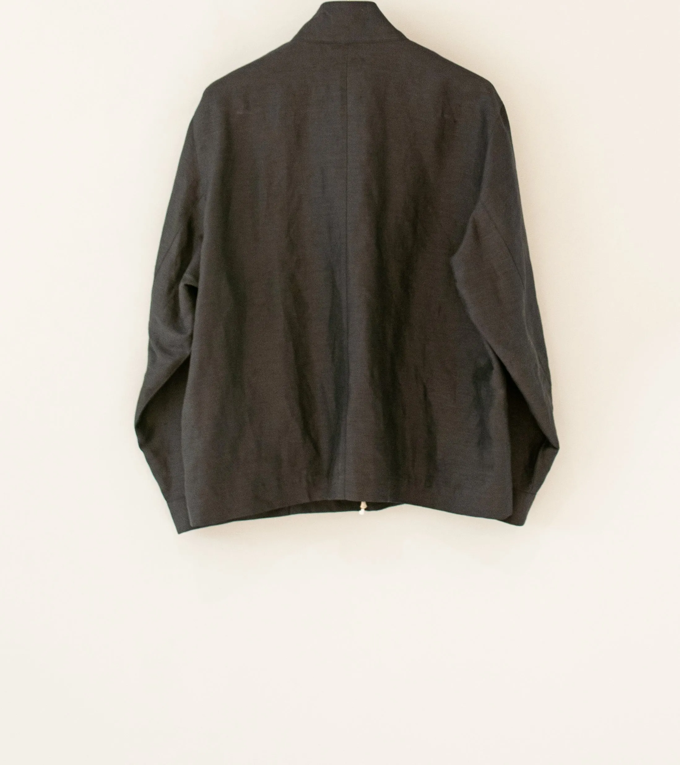 Aton 'Harrington Jacket' (Charcoal Gray Cotton Hemp Satin)