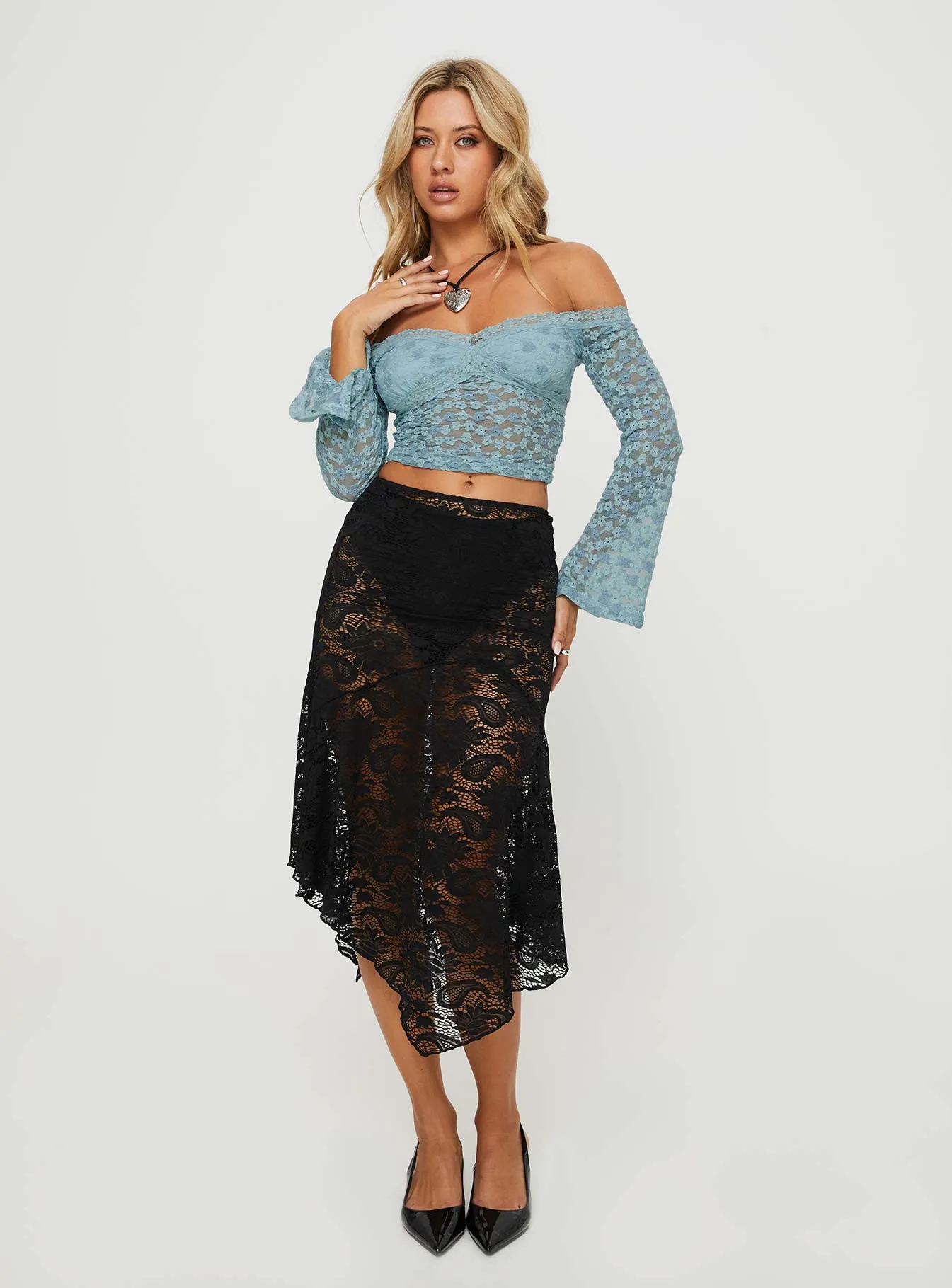 Bankston Off The Shoulder Top Blue