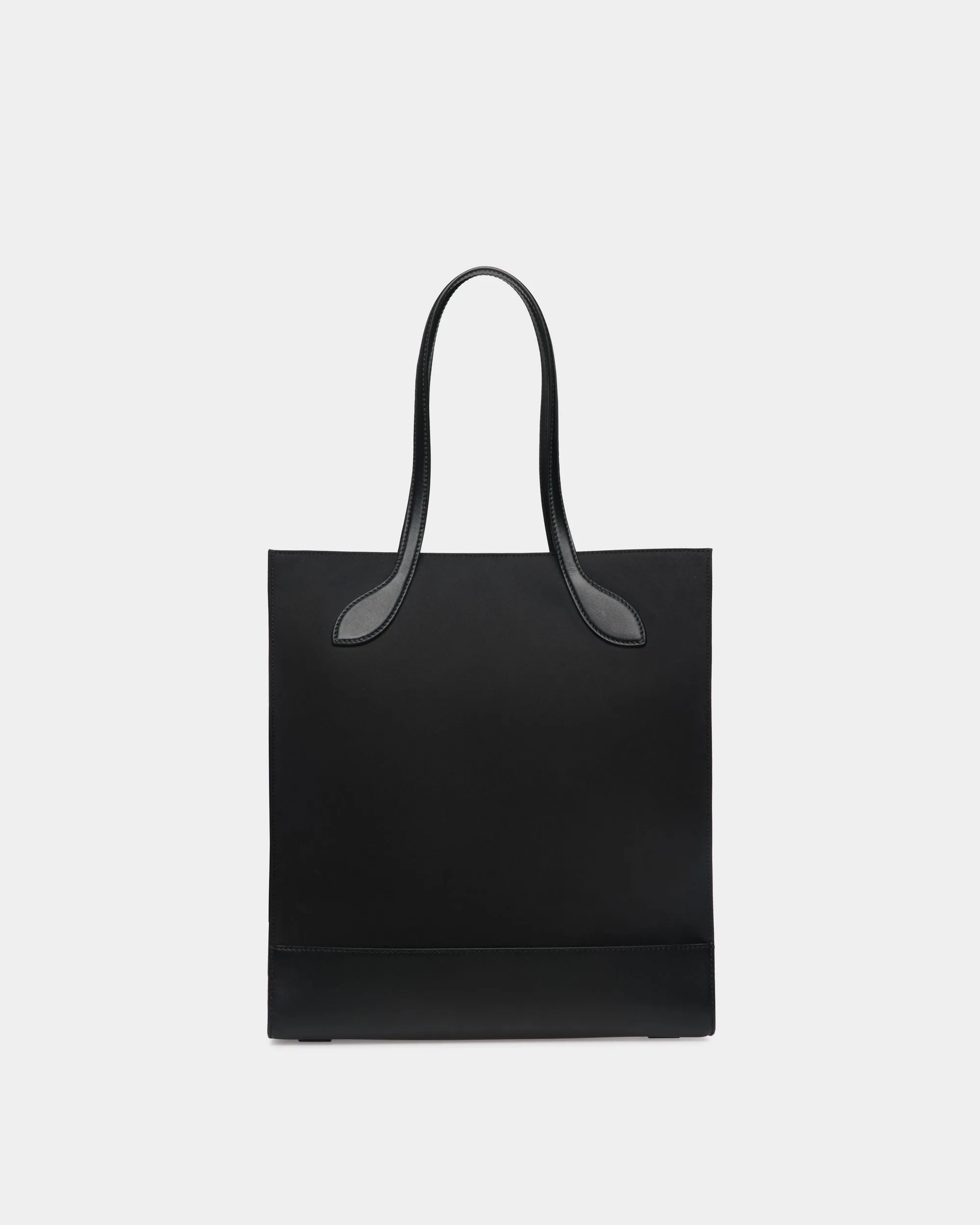 Bar Tote Bag In Black Nylon And Leather