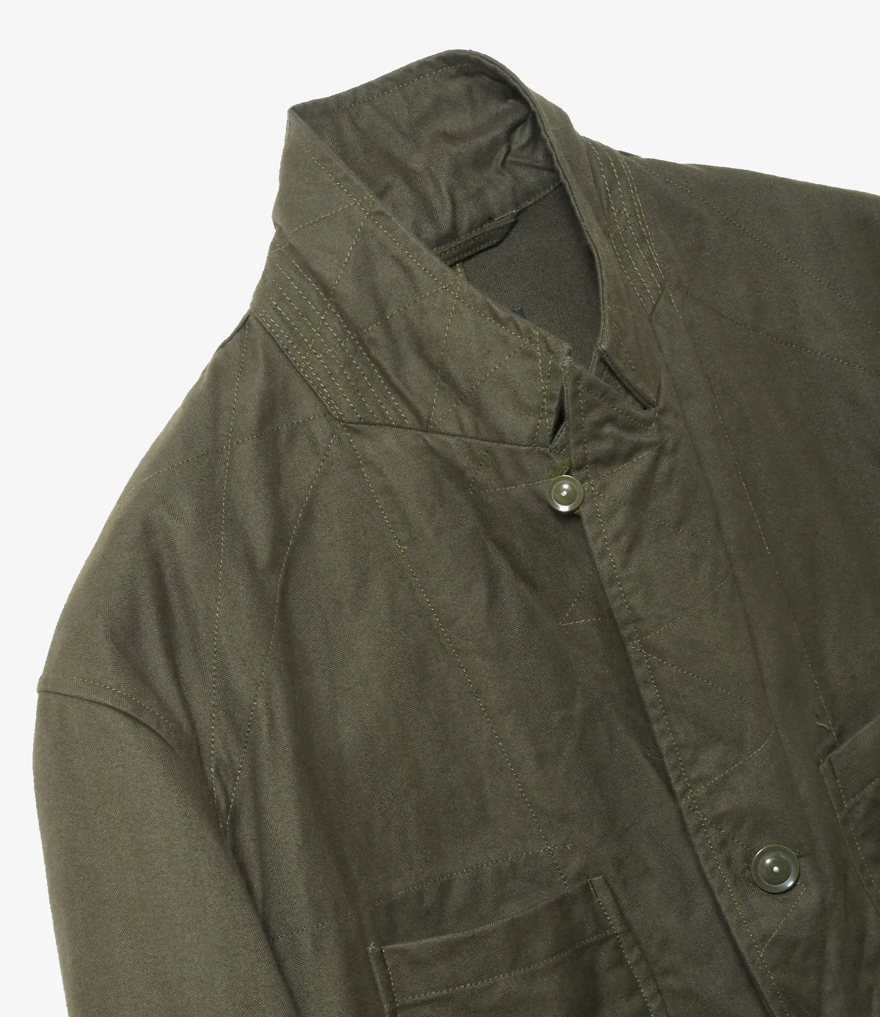 Bedford Jacket–Olive Brushed Herringbone Cotton