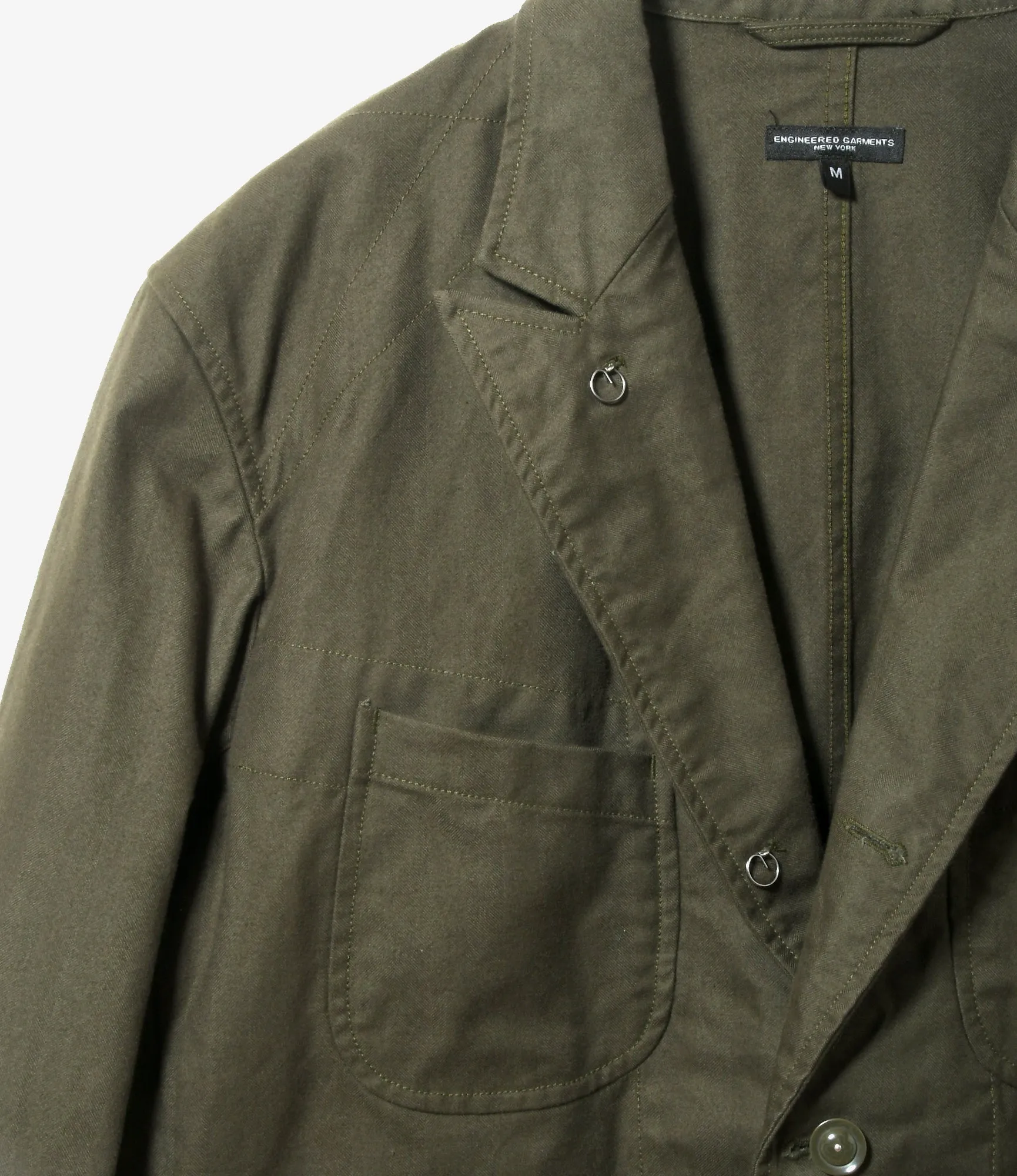 Bedford Jacket–Olive Brushed Herringbone Cotton