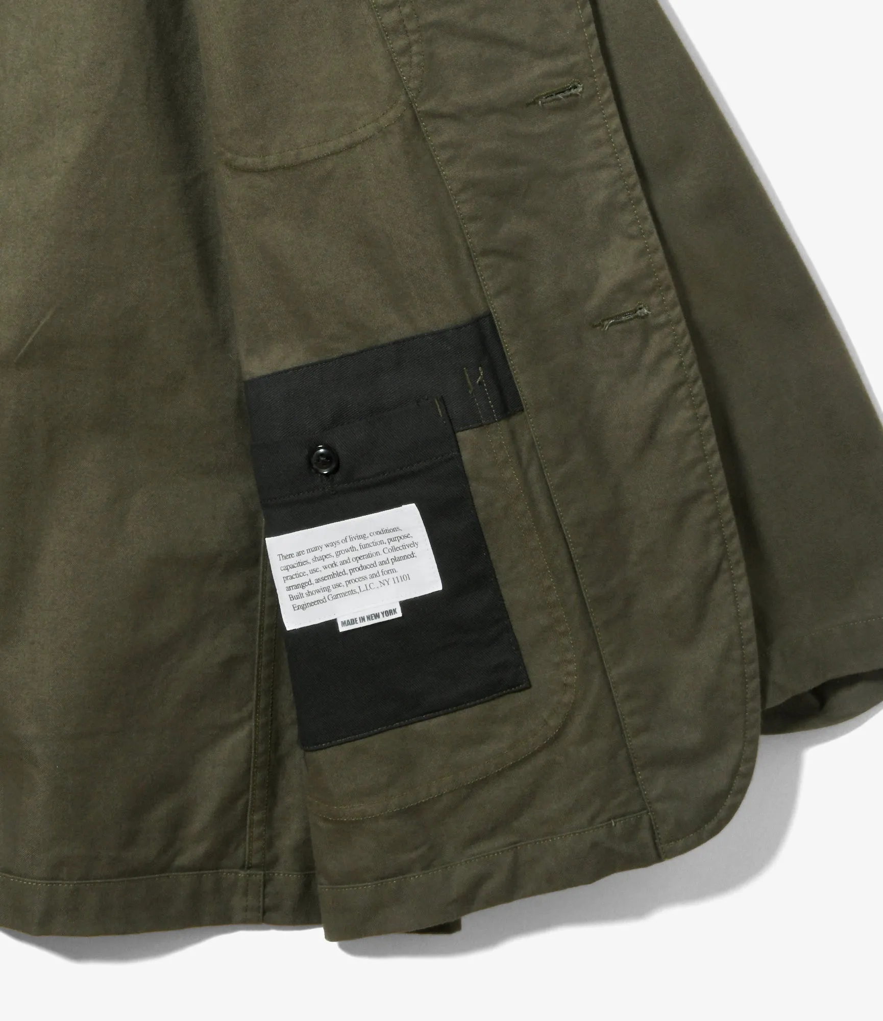 Bedford Jacket–Olive Brushed Herringbone Cotton