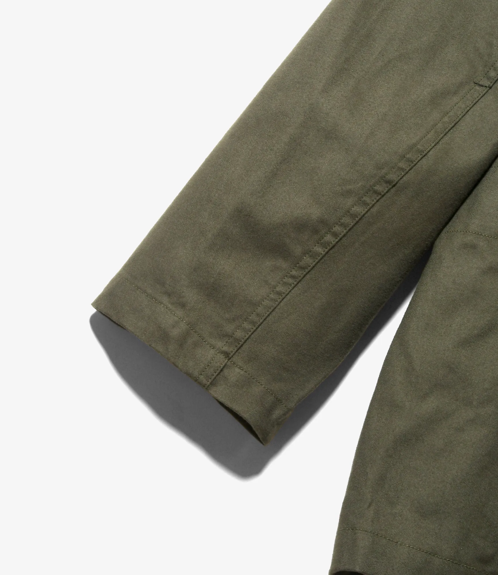 Bedford Jacket–Olive Brushed Herringbone Cotton