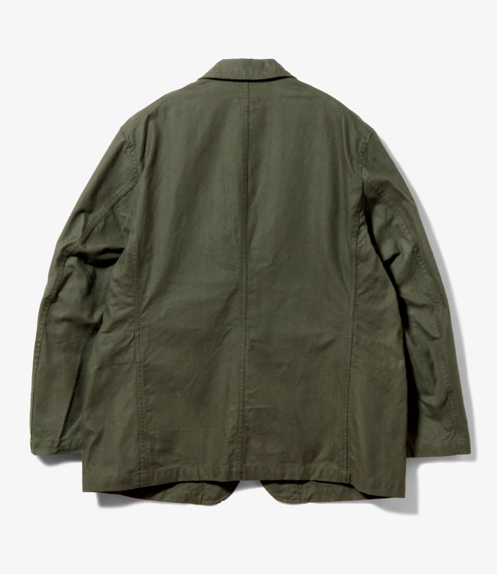 Bedford Jacket–Olive Brushed Herringbone Cotton