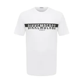 Bikkembergs HALF LOGO T-Shirt Maniche Corte In Cotone Bianco