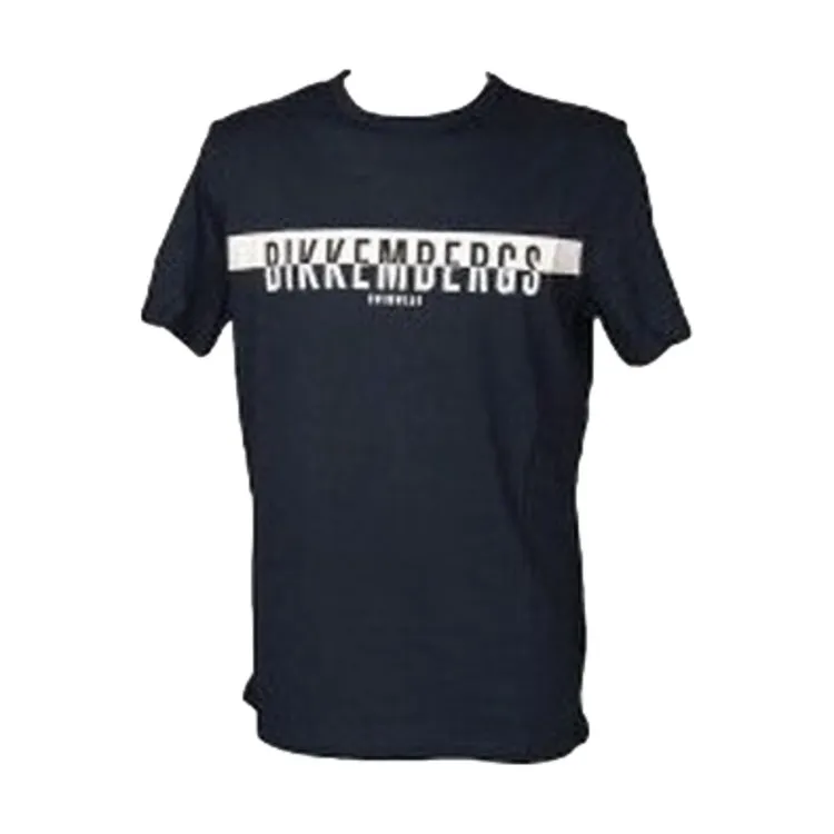 Bikkembergs HALF LOGO T-Shirt Maniche Corte In Cotone Blu