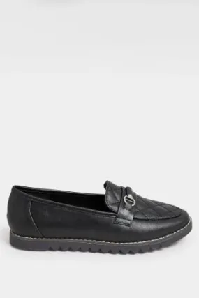 Black Quilted Loafer In Extra Wide EEE Fit