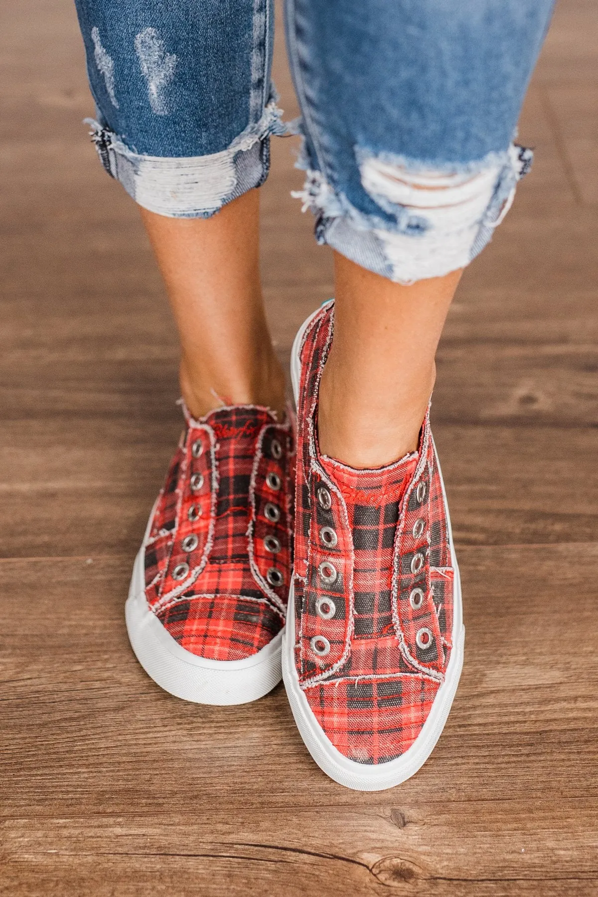 Blowfish Play Sneakers- Red Grand Canyon Plaid