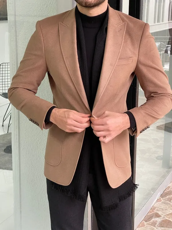 Bojoni Morris Beige Slim Fit Wool Blazer