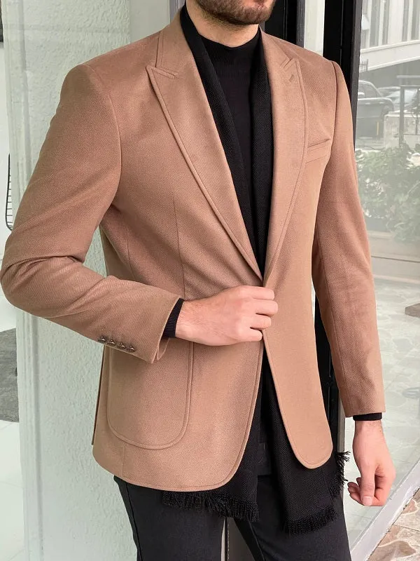 Bojoni Morris Beige Slim Fit Wool Blazer