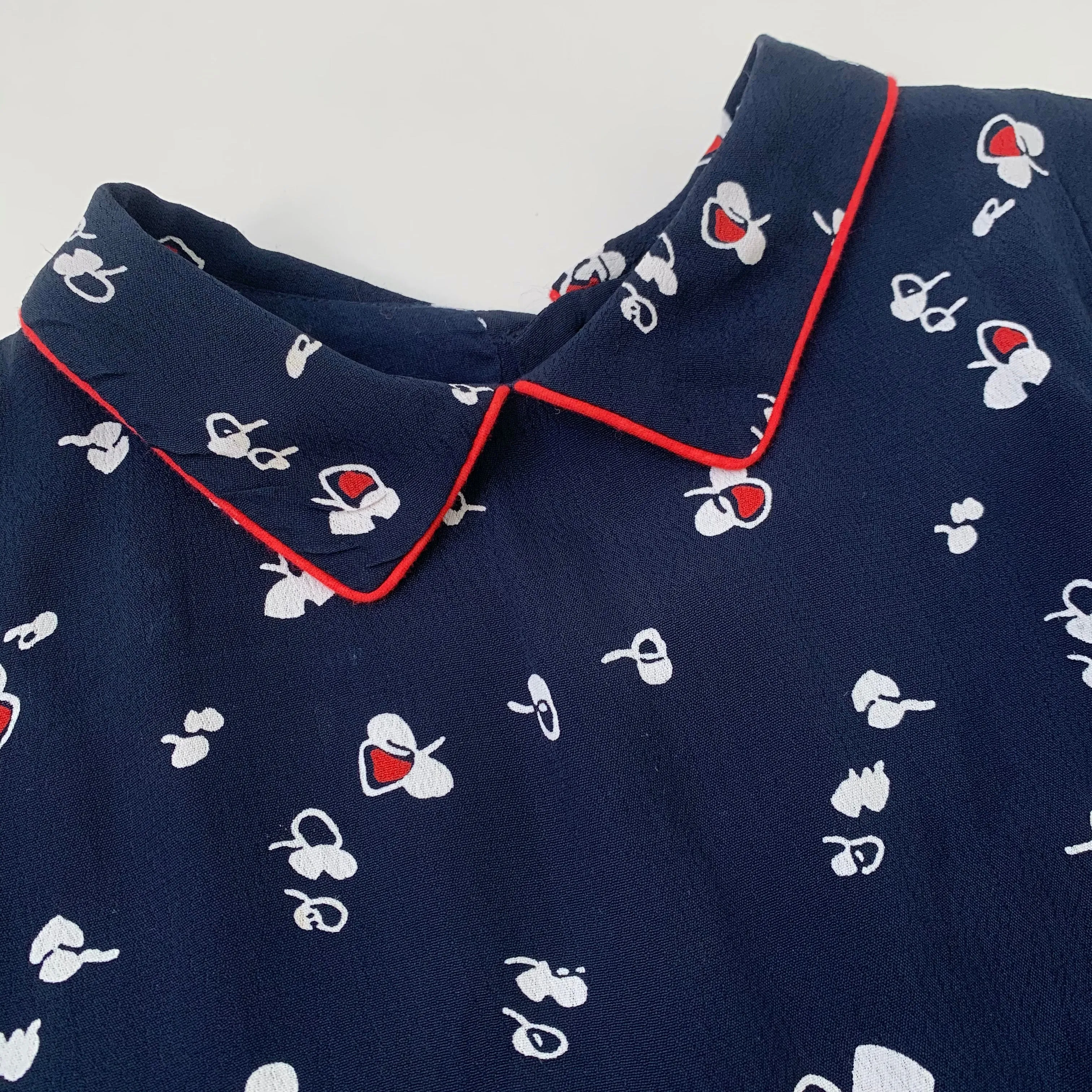 Bonpoint Navy Floral Print Crepe Dress: 6 Years & 8 Years