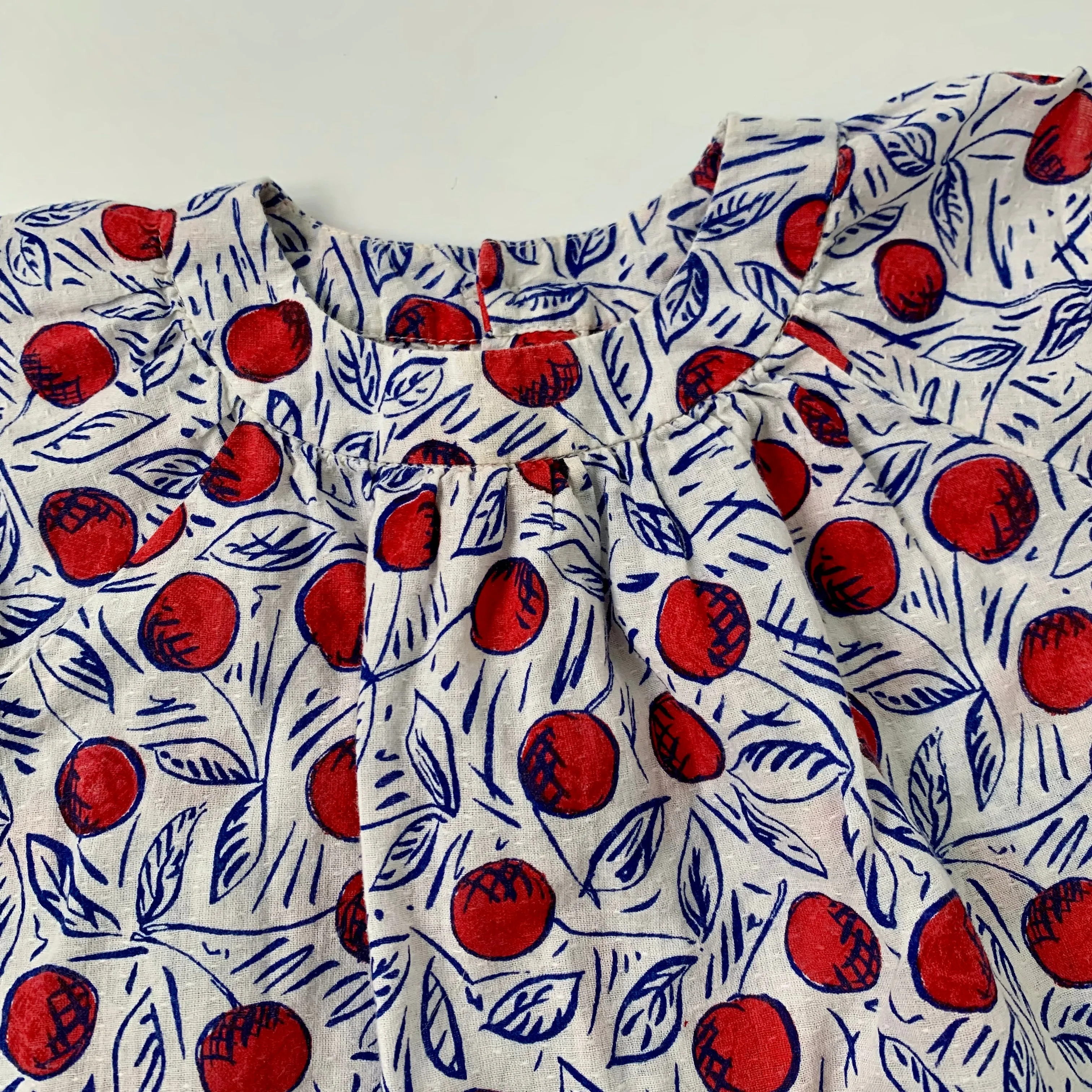 Bonpoint Red And Blue Cherry Print Dress: 2 Years