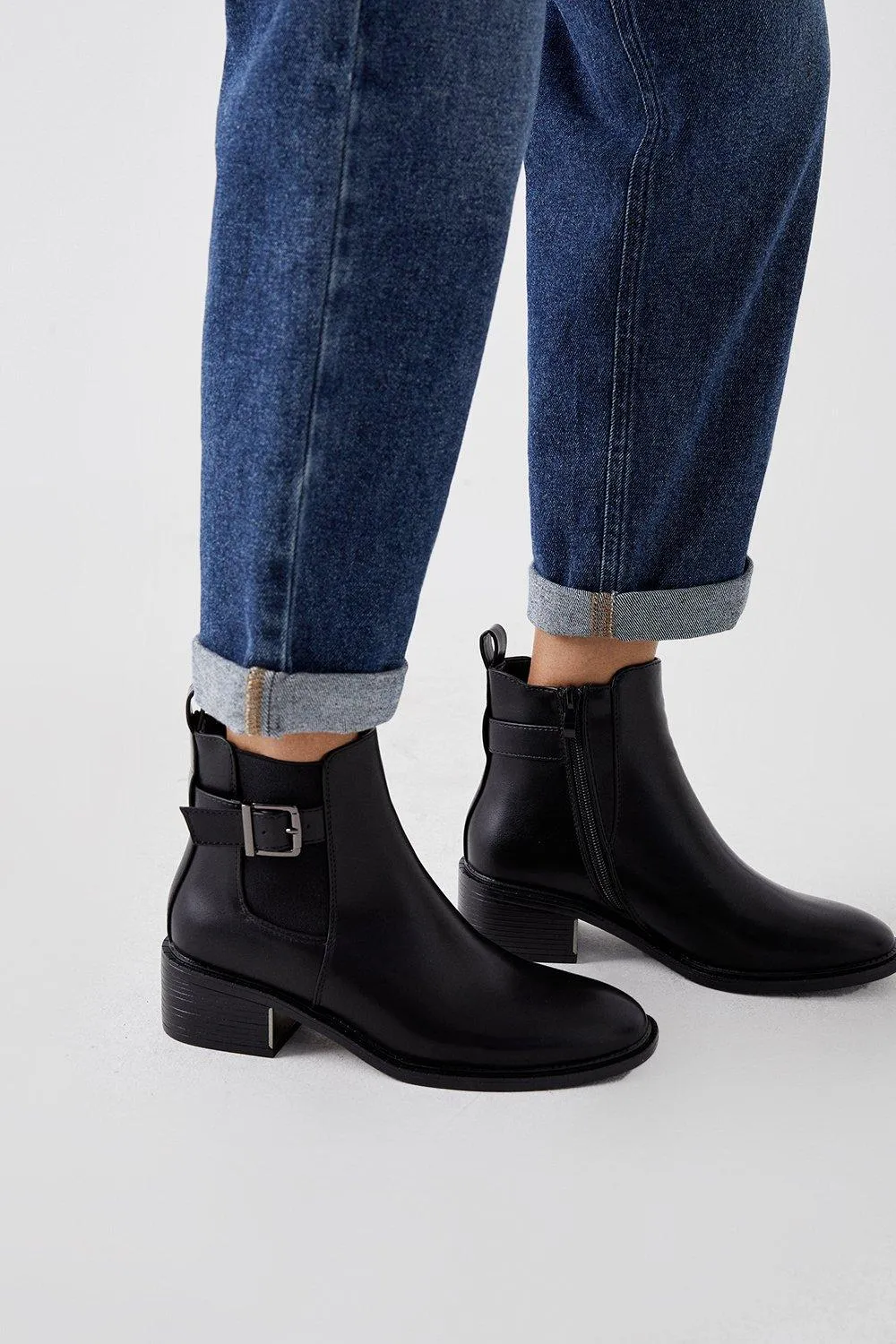 Boots | Faith: Andrea Buckle Trim Ankle Boots | Faith