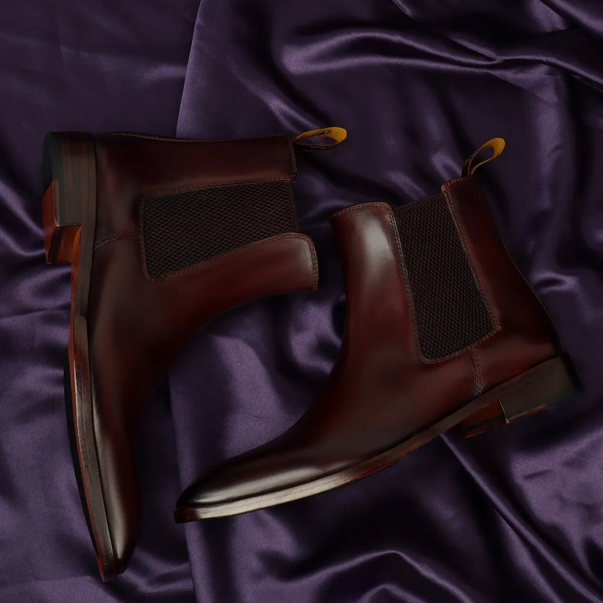 Brown Chelsea Boots For Men With Leather Sole