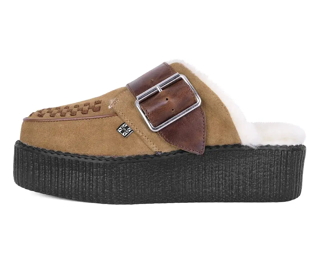 Brown Suede Wool Creeper Mule