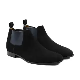 Calthe - Men's Black Kid Suede Chelsea Boot