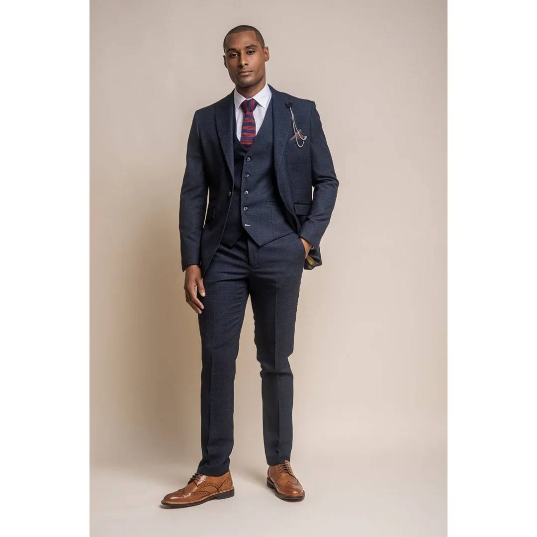 Caridi - Men's Tweed Navy Blue Blazer