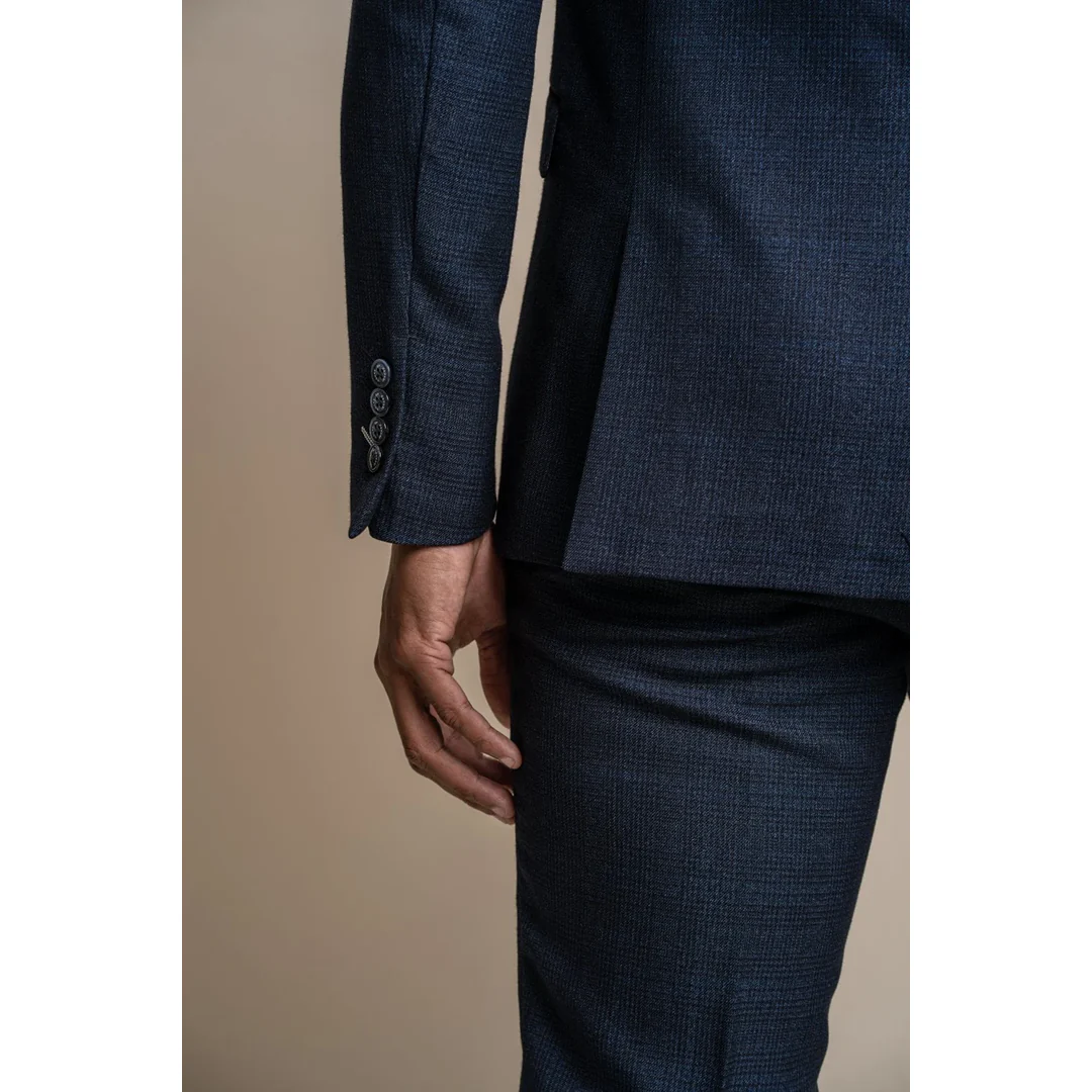 Caridi - Men's Tweed Navy Blue Blazer