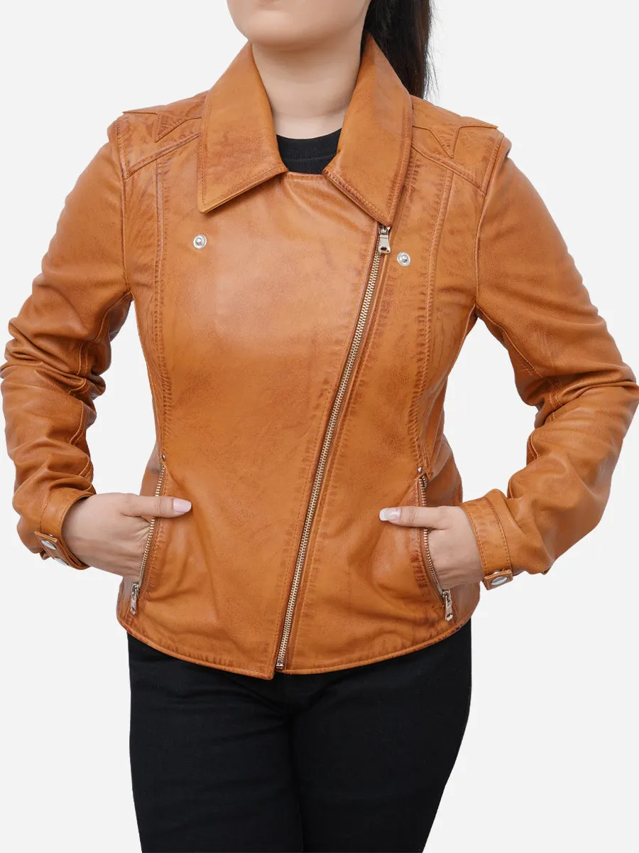 Catalina Motorcycle Distressed Brown Leather Jacket