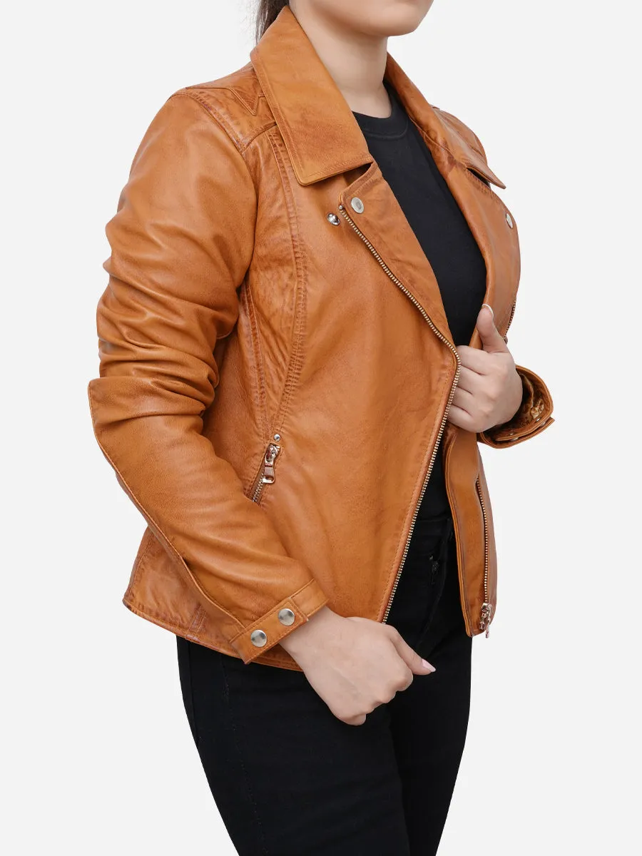 Catalina Motorcycle Distressed Brown Leather Jacket