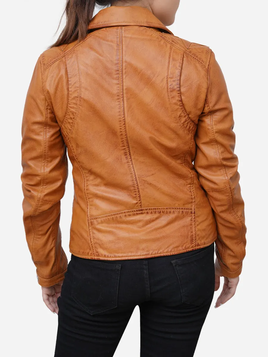 Catalina Motorcycle Distressed Brown Leather Jacket