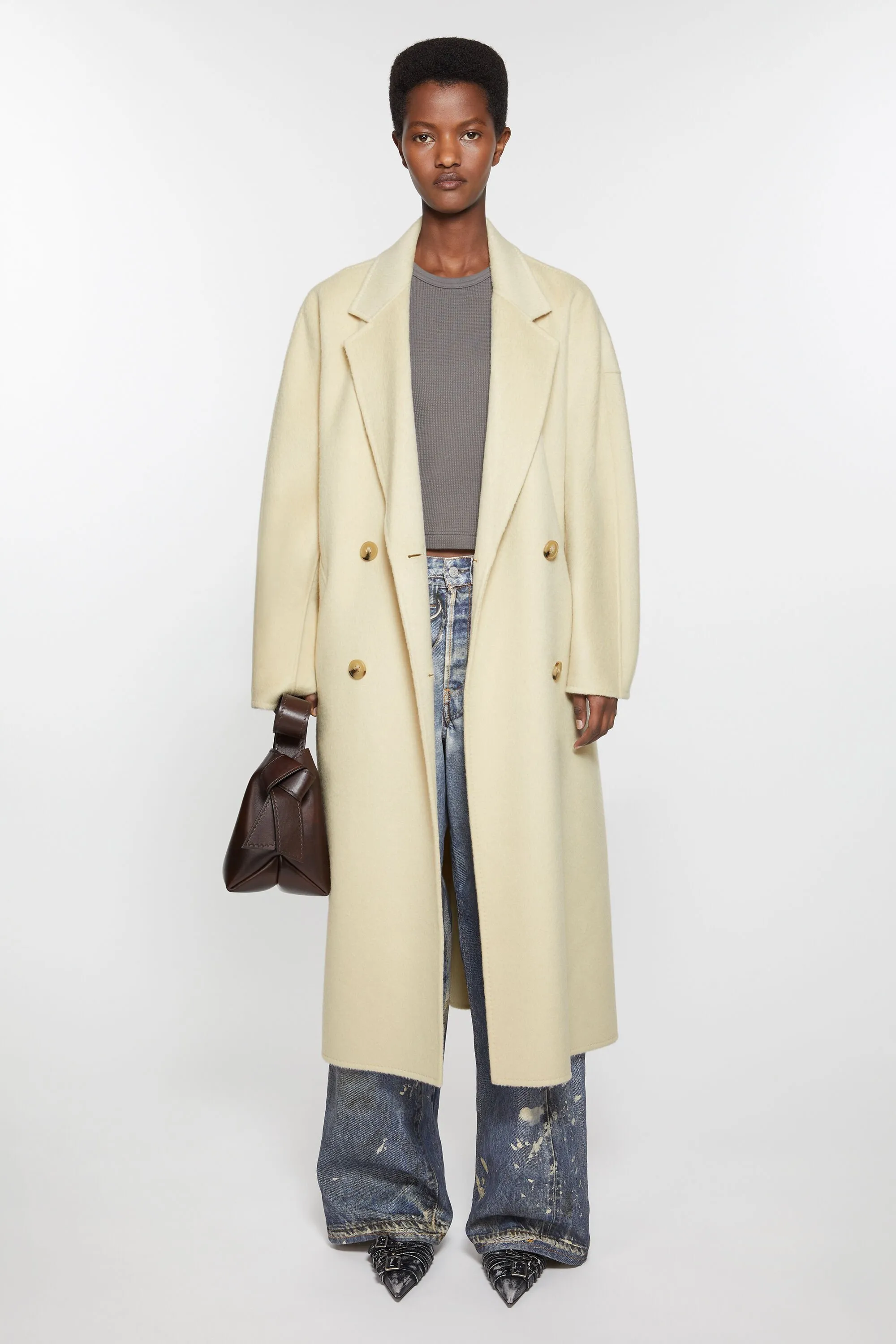 Double-breasted wool coat