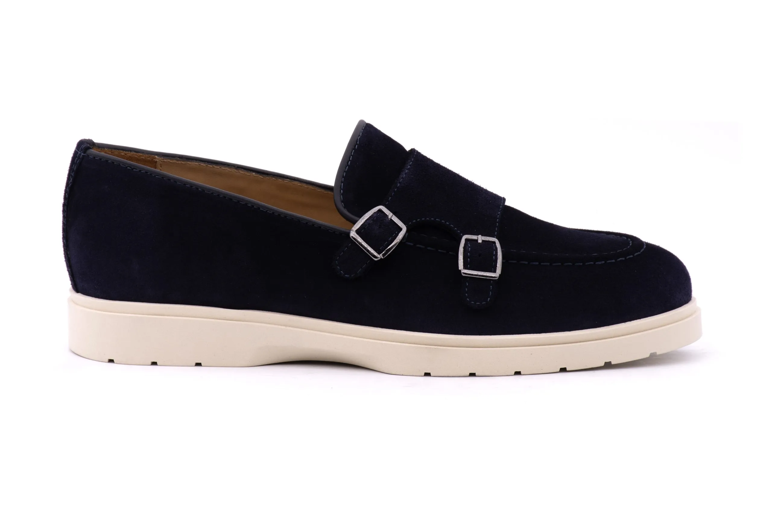 Double buckle suede loafer