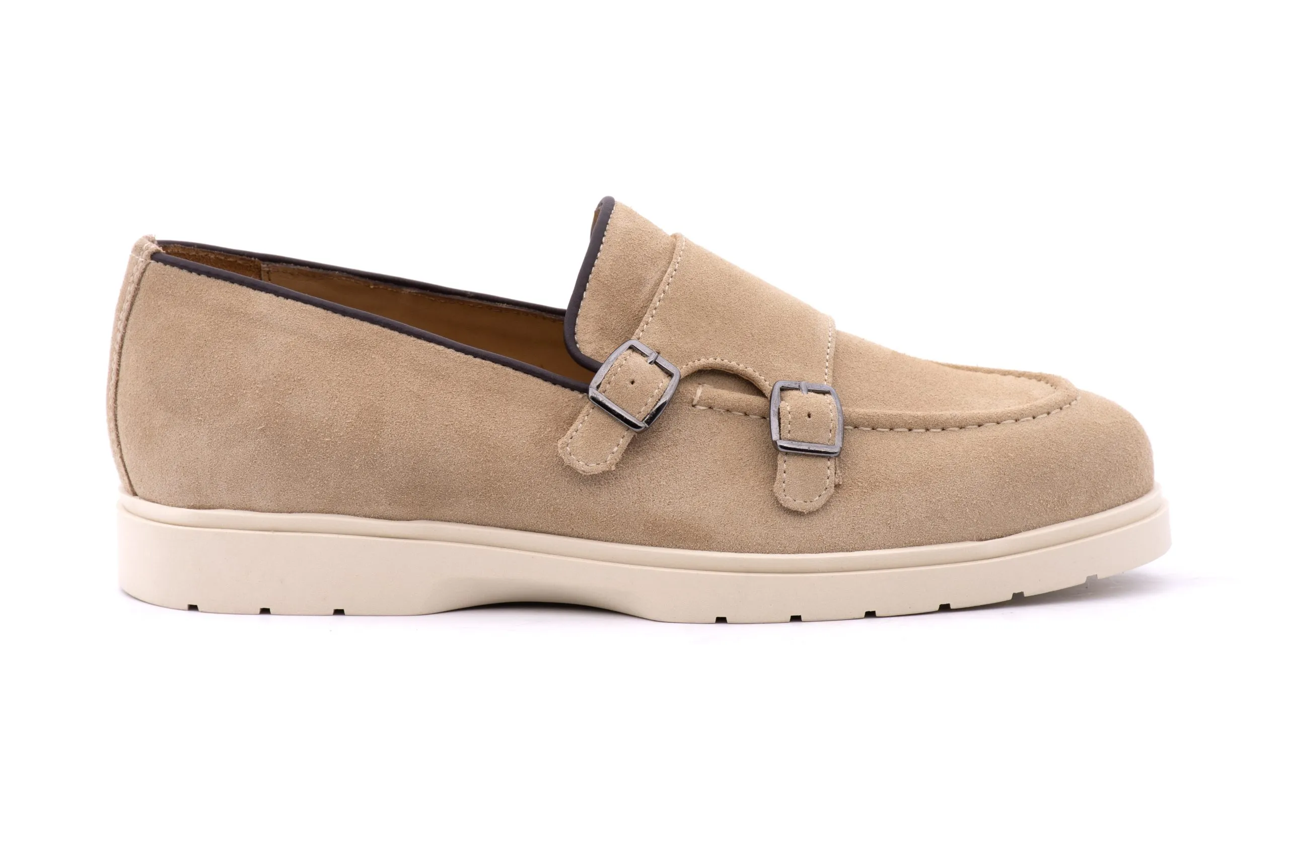 Double buckle suede loafer