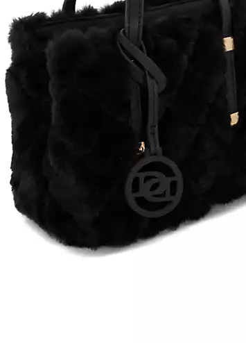 Dune London Duffies Black Faux Fur Tote Bag | Kaleidoscope