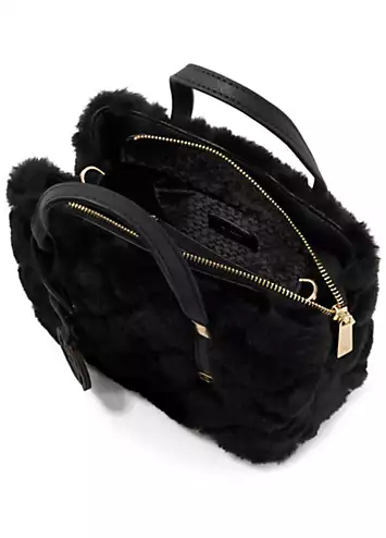 Dune London Duffies Black Faux Fur Tote Bag | Kaleidoscope