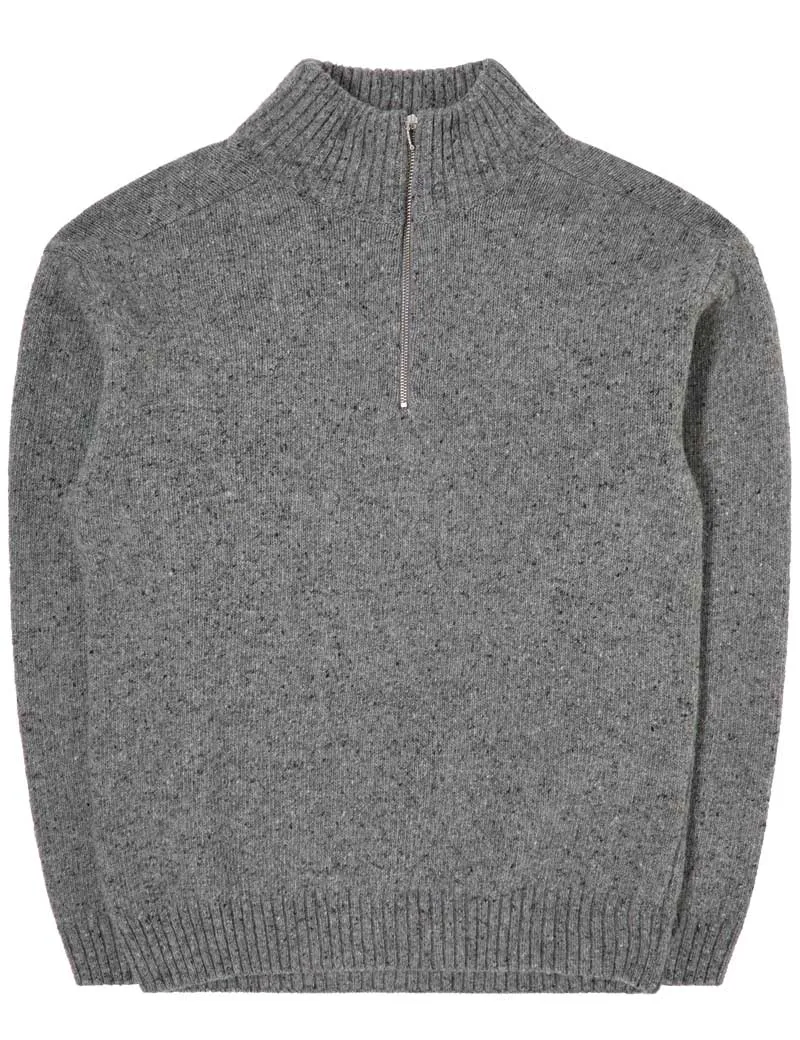 Edwin Maru Half Zip Sweater Grey Marl