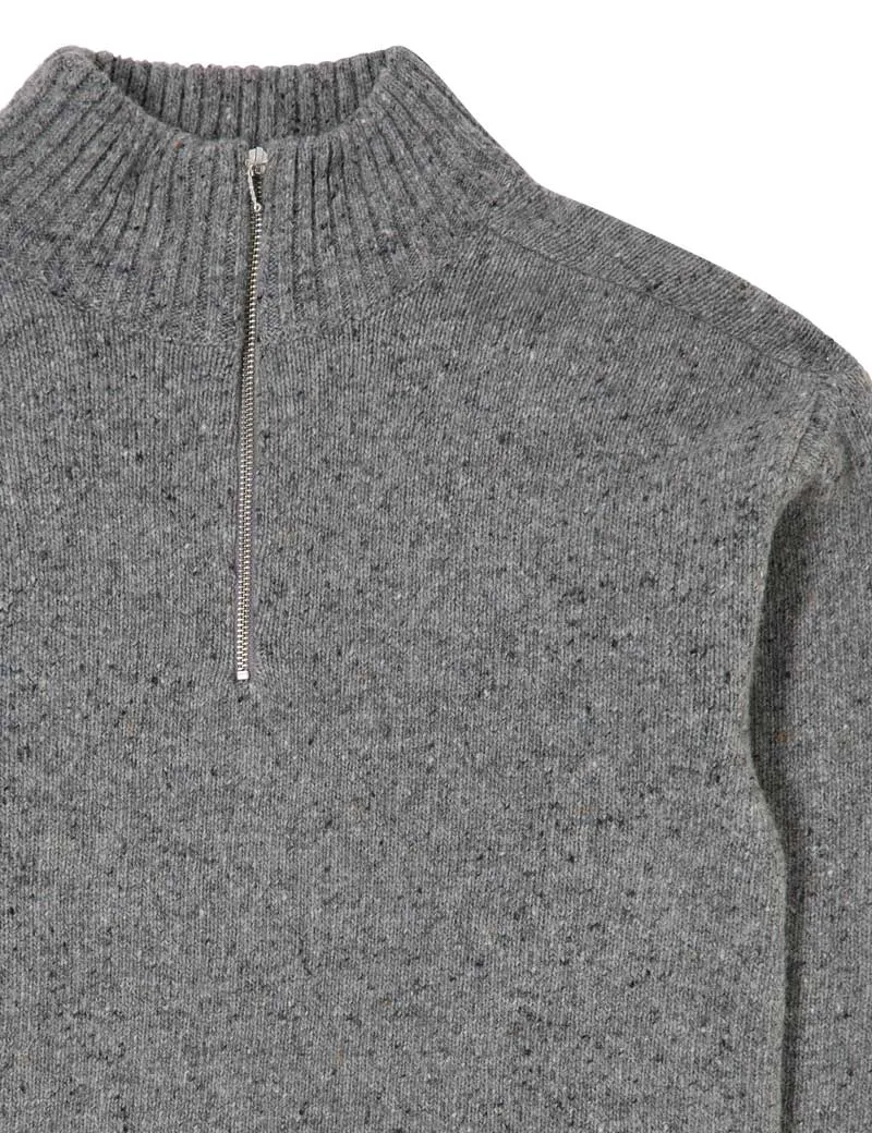 Edwin Maru Half Zip Sweater Grey Marl