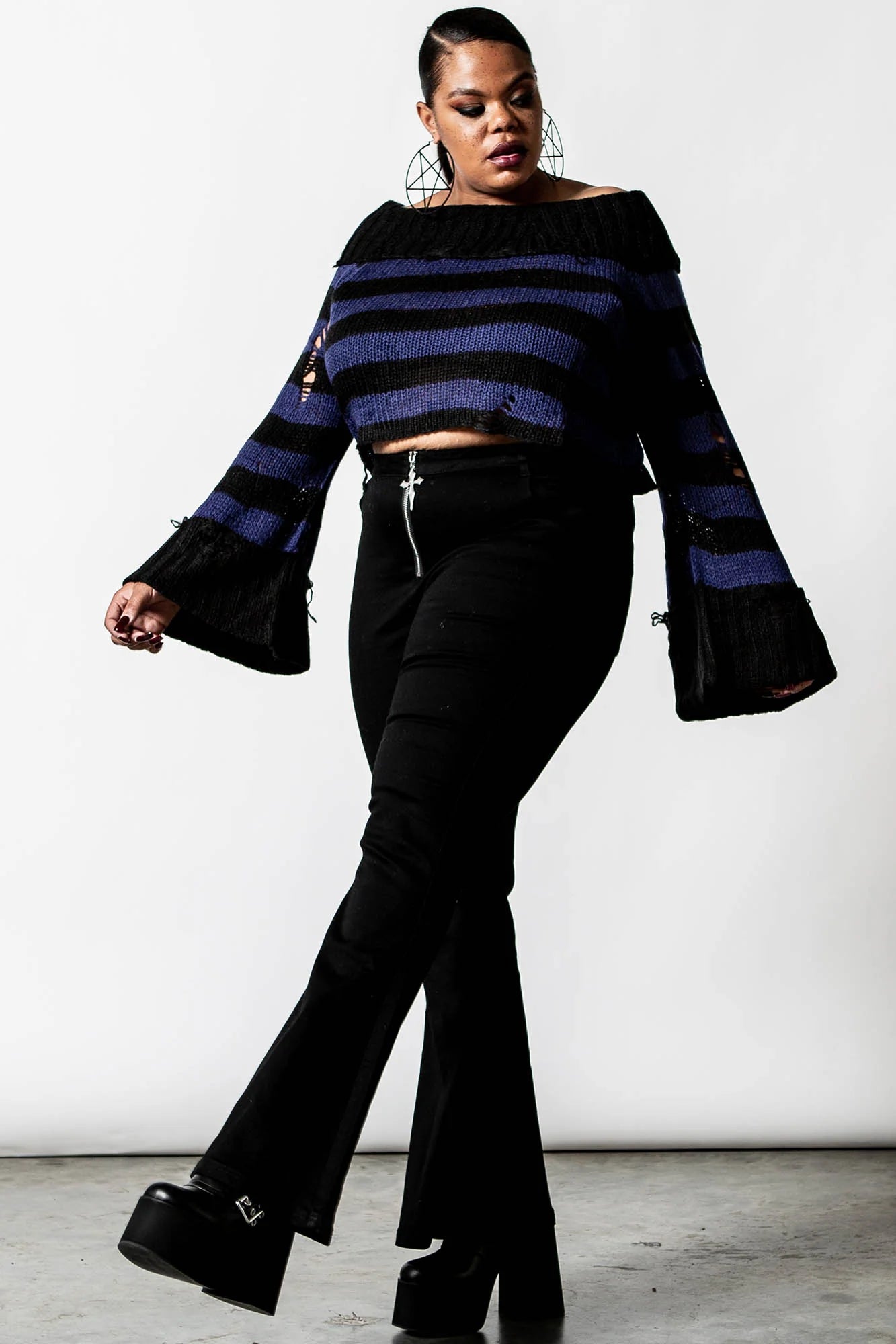 Ether Knit Midnight Cropped Swe