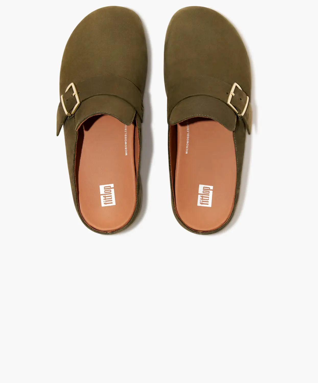 FitFlop Shuv Buckle-Strap Mossy Nubuck Clogs