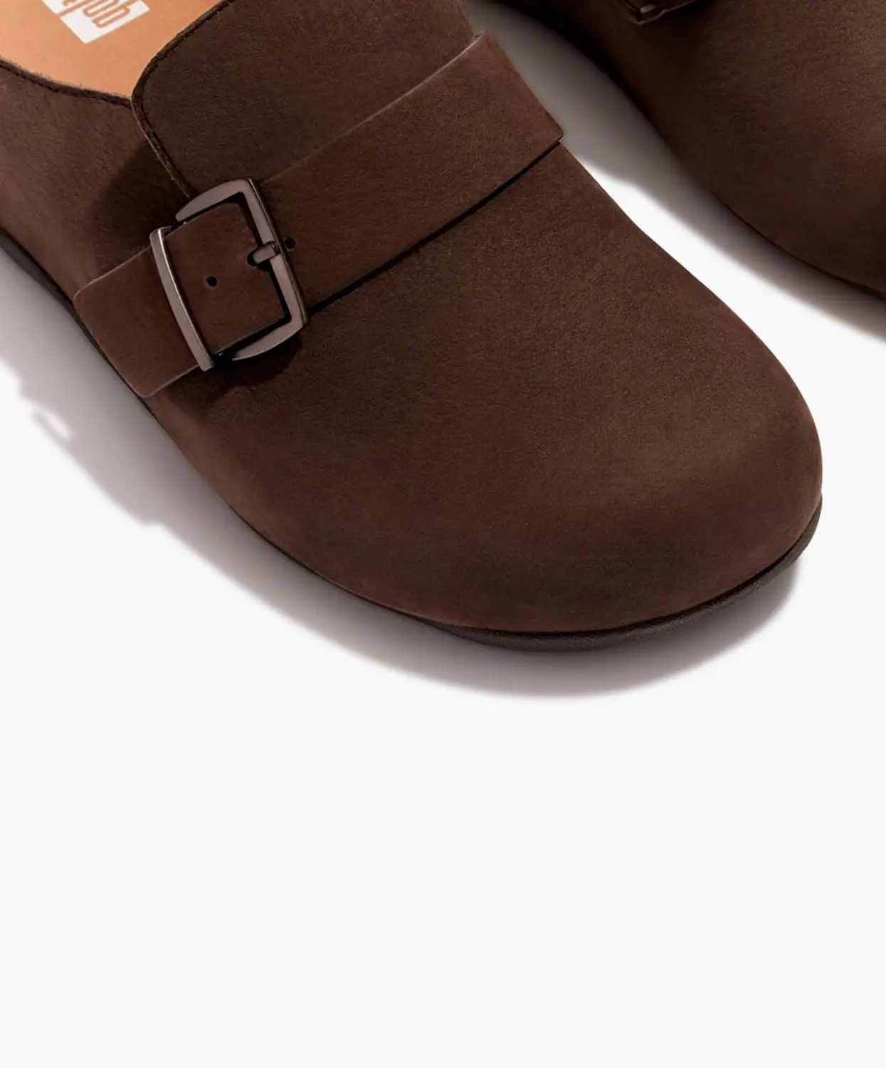 FitFlop Shuv Buckle-Strap Nubuck Clogs Brown