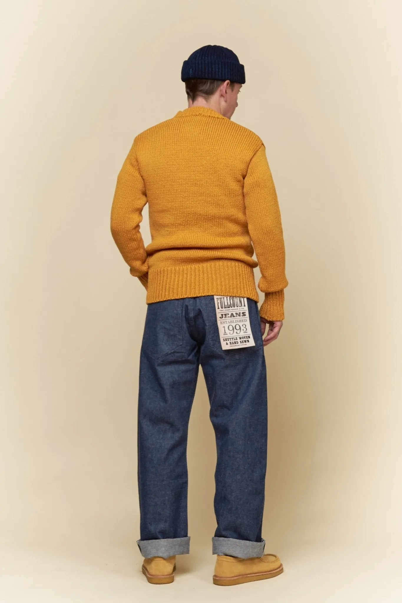 Fullcount Husk Wool Letterman School Sweater - Mustard