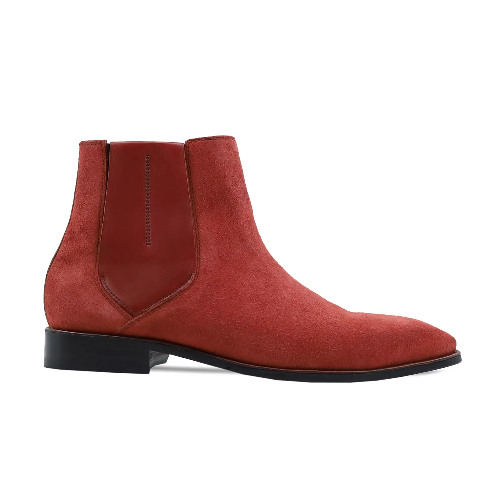 Furste - Men's Red Kid Suede Chelsea Boot