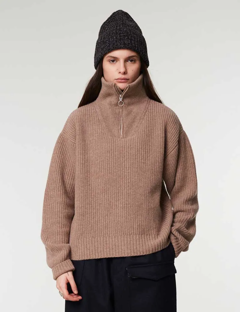 Girls Of Dust Fly Deck Merino Sweater Almond