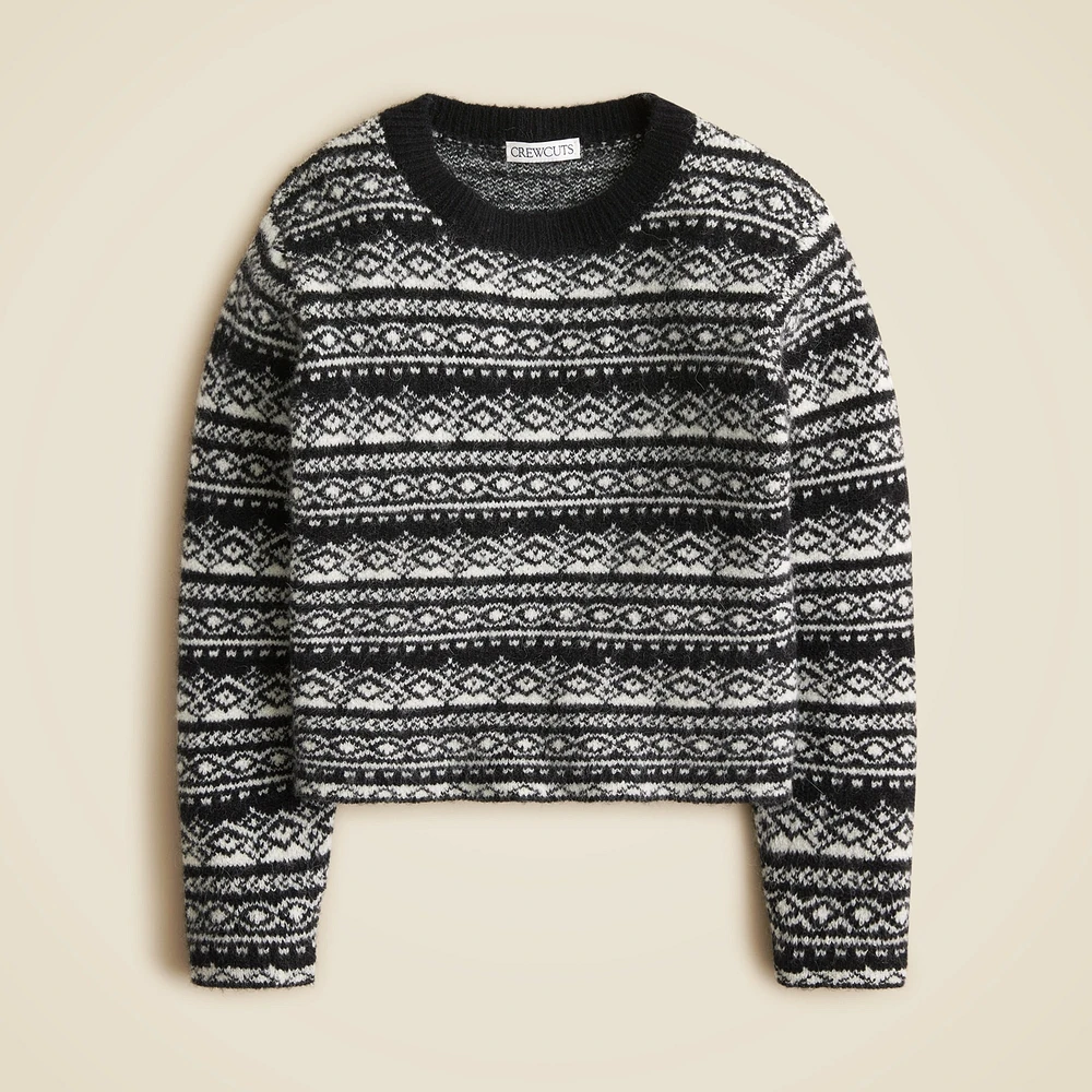 Girls' Fair Isle cropped sweater Supersoft yarn