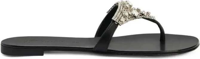 Giuseppe Zanotti Clarett crystal-embellished flat sandals Black