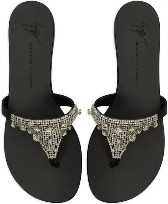 Giuseppe Zanotti Clarett crystal-embellished flat sandals Black